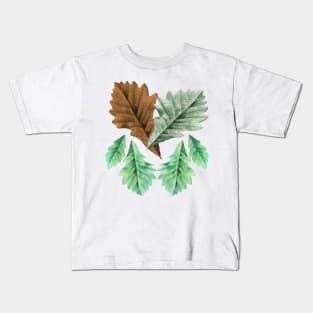 A leaf together with other leaves in an old vintage foliage. Kids T-Shirt